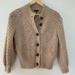 Neutral Puff Sleeves Sweater Small